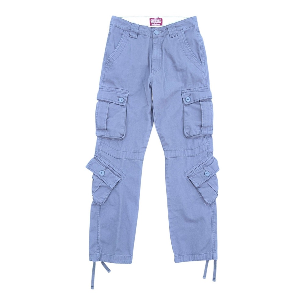 Matchstick Cargo Pants Cotton 28 Gray Multi Pocket Utility Workwear Trousers Y2K